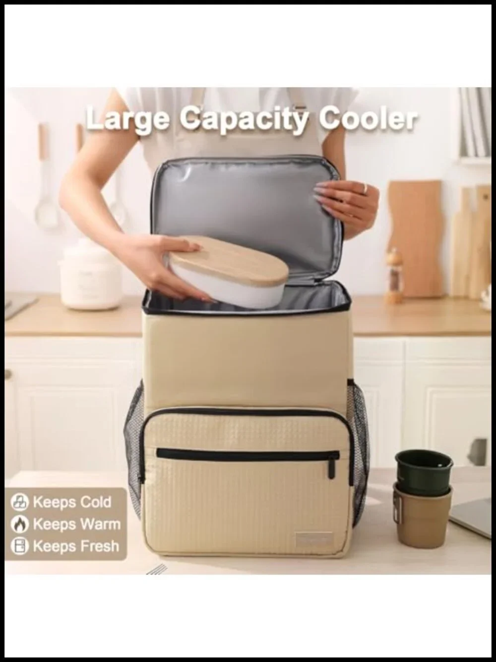 Insulated Leakproof Cooler Backpack for Hiking Camping Picnic Beach Travel, 4